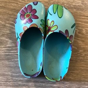 Colorful flowery birkenstock shoes